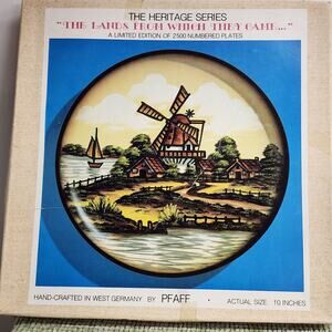 1978 Pfaff West Germany Wood Plate Windmill Art Limited Edition 10 Inch